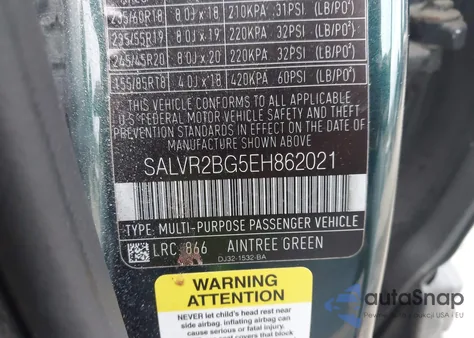 2014 Land Rover Range Rover Evoque Pure z USA, uszkodzony, nr VIN SALVR2BG5EH862021